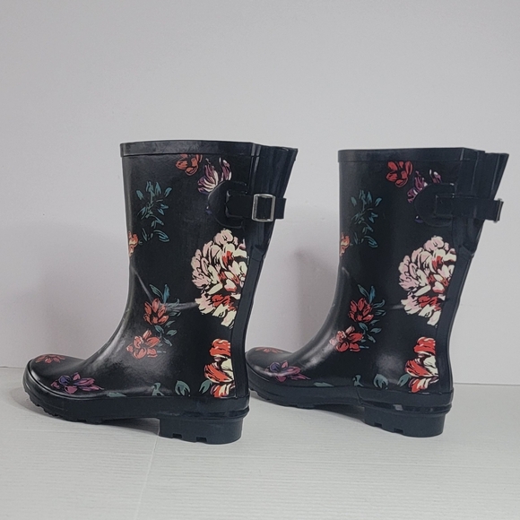 Target Rain Black & Floral Boots Size 9 - Picture 4 of 9